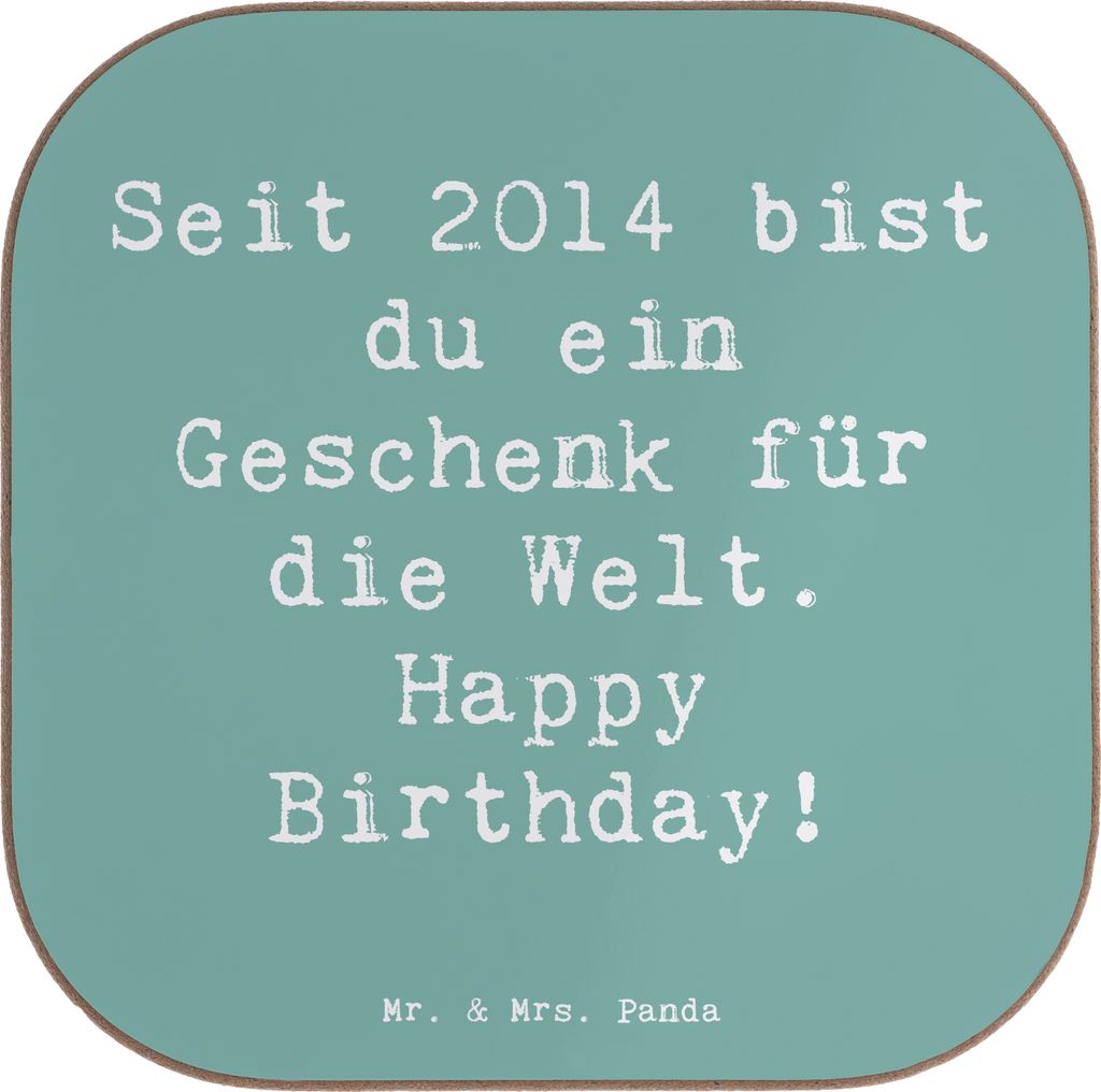 Mr. & Mrs. Panda Untersetzer Tasse Spruch 2014 Geburtstag Geschenk - Meeresbrise - Geburtstagsgeschenk, geschätzter Mensch, Happy Birthday, Jahrga...