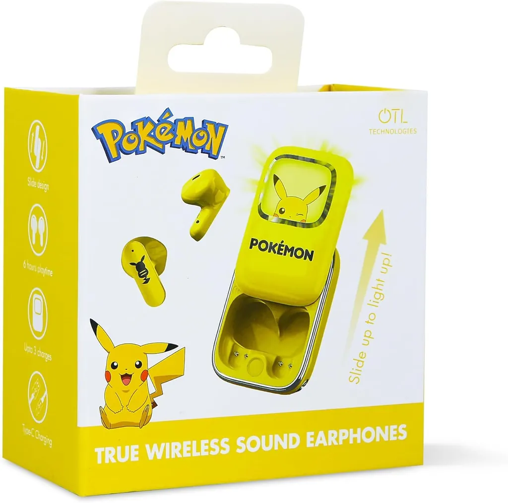 Casque TWS Pikachu avec Boîtier Slide et Effets Lumineux LED Gaming