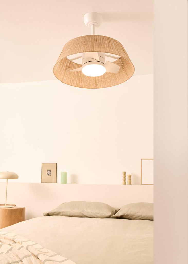 WIND LAMP NATURAL WOVEN - Leiser 25W Deckenventilator Ø60cm mit LED-Leuchte