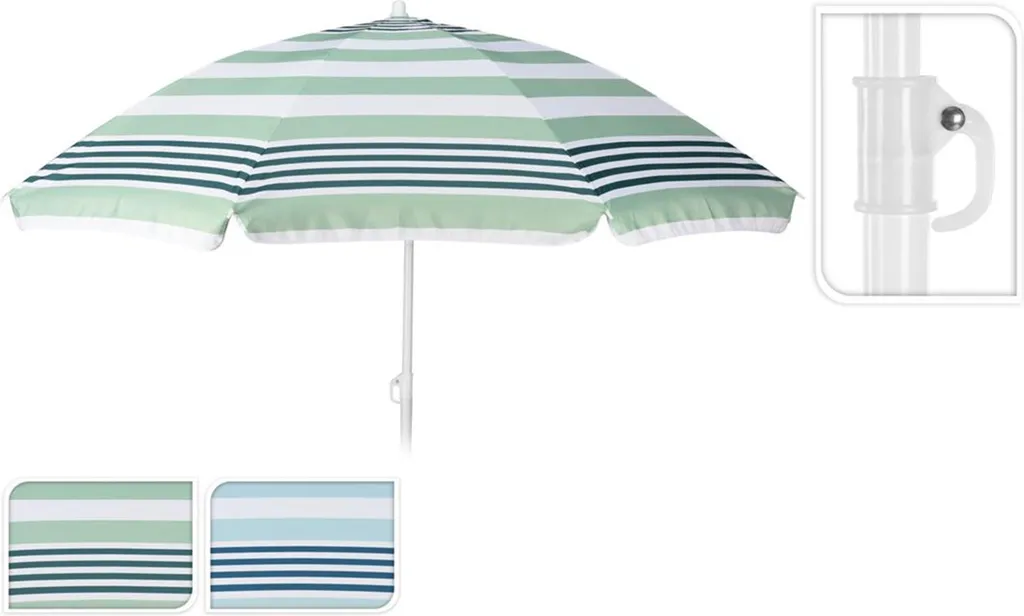 Parasol rayures Pro Garden 180cm, protection solaire plage et jardin