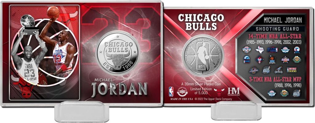 Michael Jordan Chicago Bulls NBA Champion Silver Coin Card