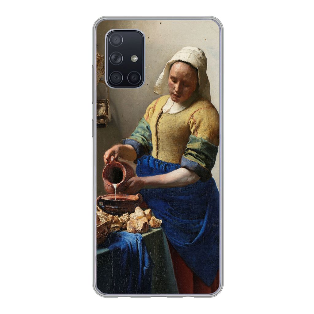 MuchoWow Handyhülle Schutzhülle Hülle für Samsung Galaxy A51 5G Das Milchmädchen - Gemälde von Johannes Vermeer Silikon Softcase Handy Hül...