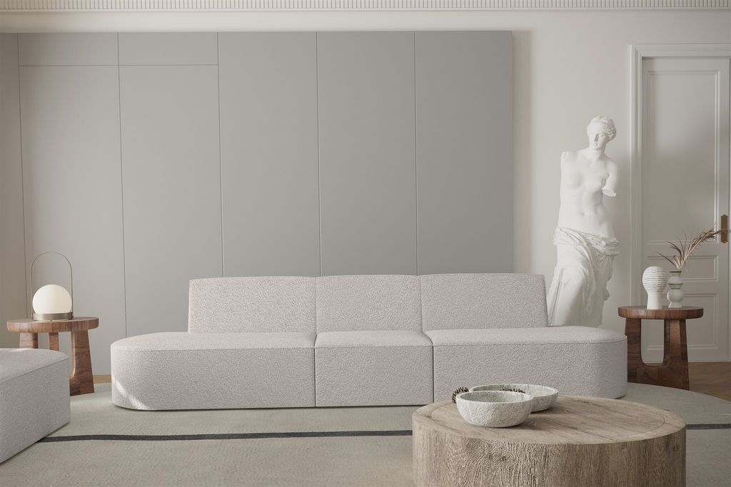 Sofa Designersofa 3-Sitzer MILOT in Stoff Ascot Bukla Beige