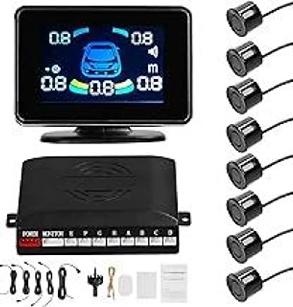 Sensori Parcheggio Shkalacar Neri - Kit Completo 8 Sonde 12V