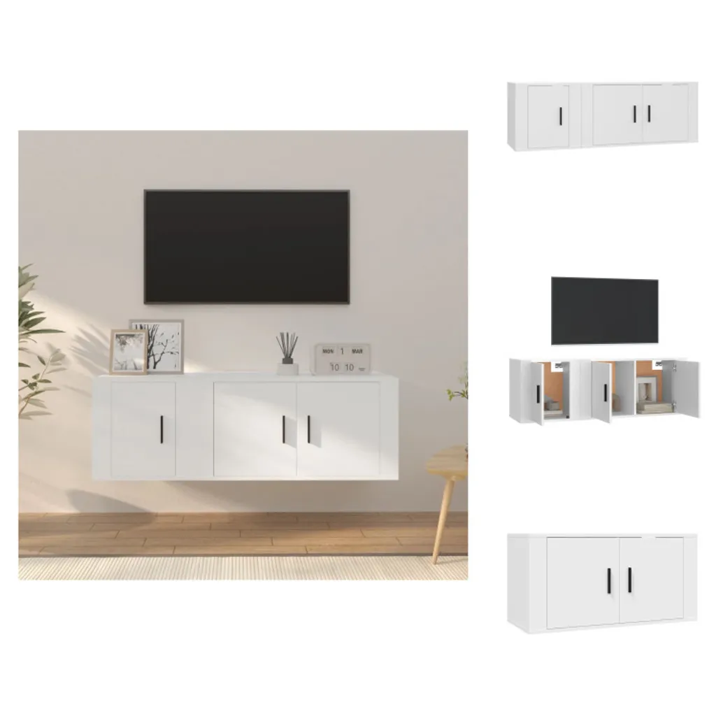 Set 2 Mobili TV vidaXL Bianco in Legno - Offerta Arredo Soggiorno