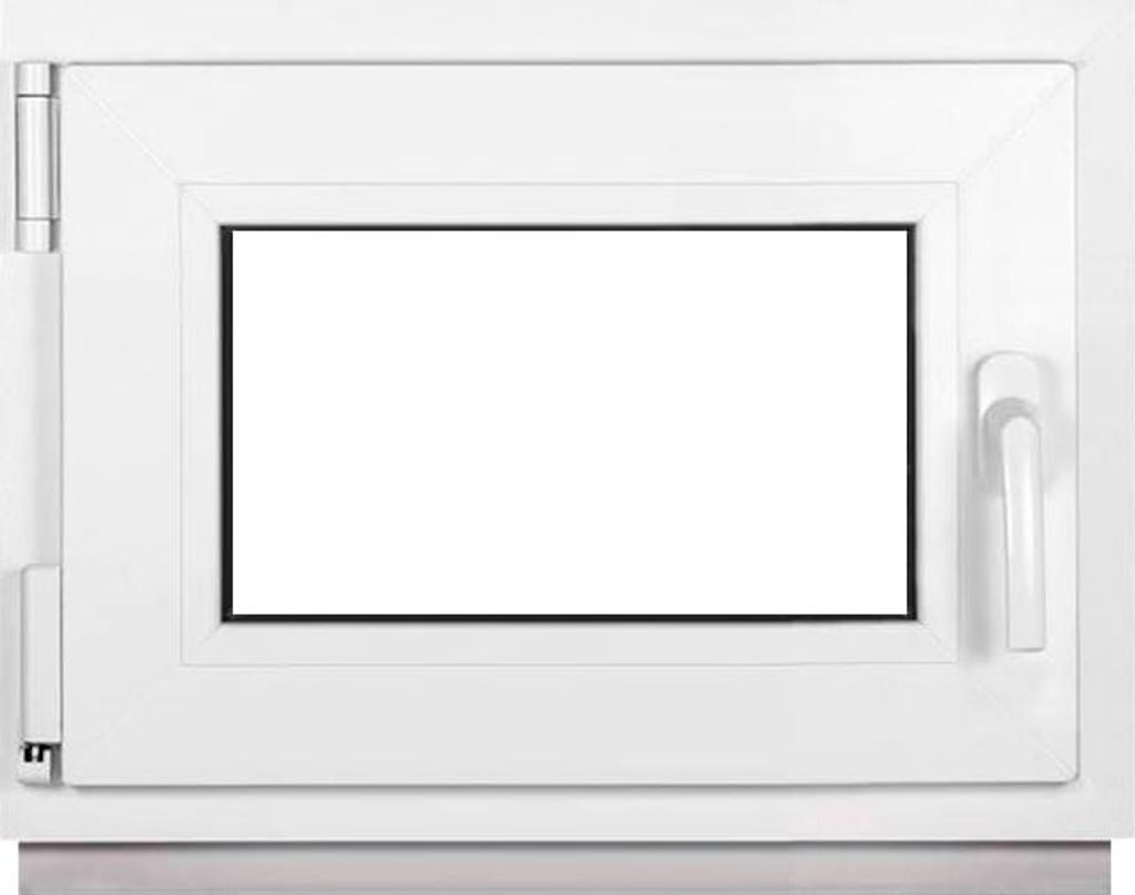 A white window frame with a blank white pane.