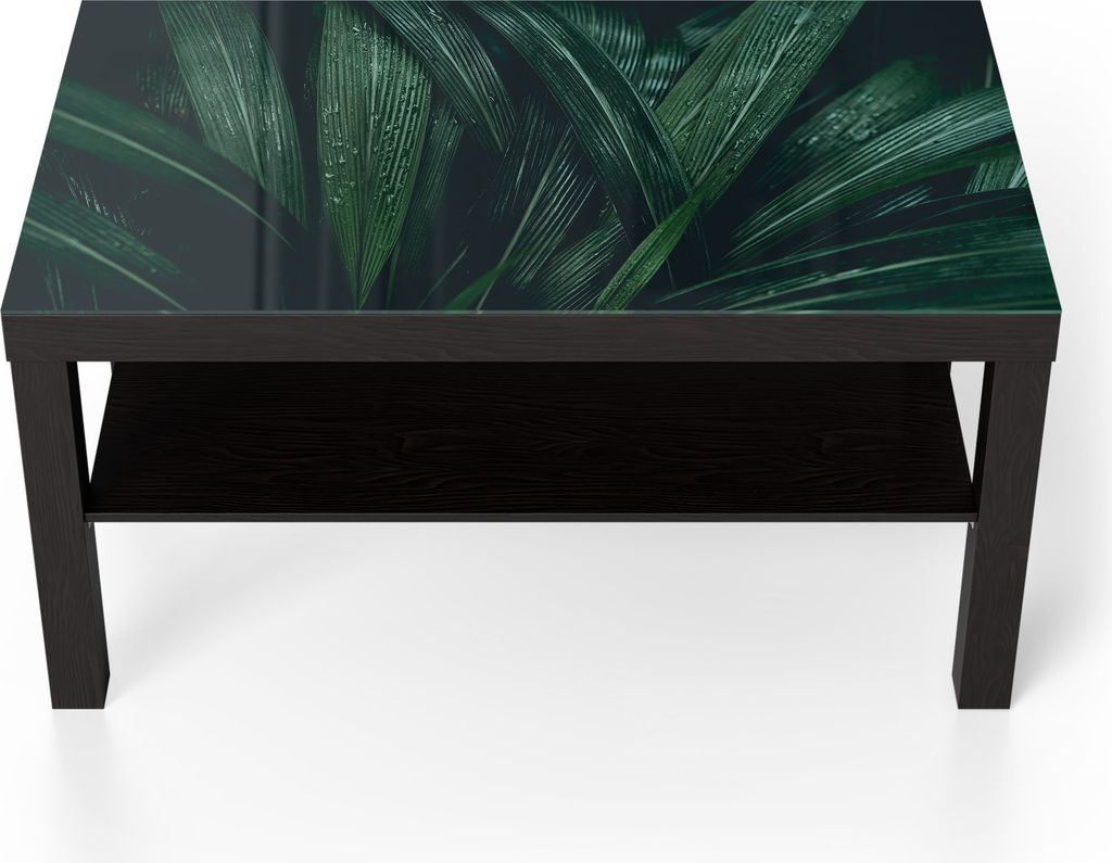 DEQORI Couchtisch 90x55 cm Schwarz 'Tropisches Flüstern' Glas Beistelltisch Glastisch modern