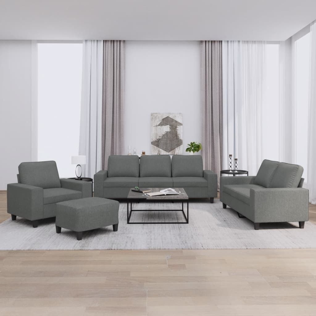 Cloris DesignMöbel 4-tlg. Sofagarnitur Dunkelgrau Stoff , Schlafsofas 2024 Neu