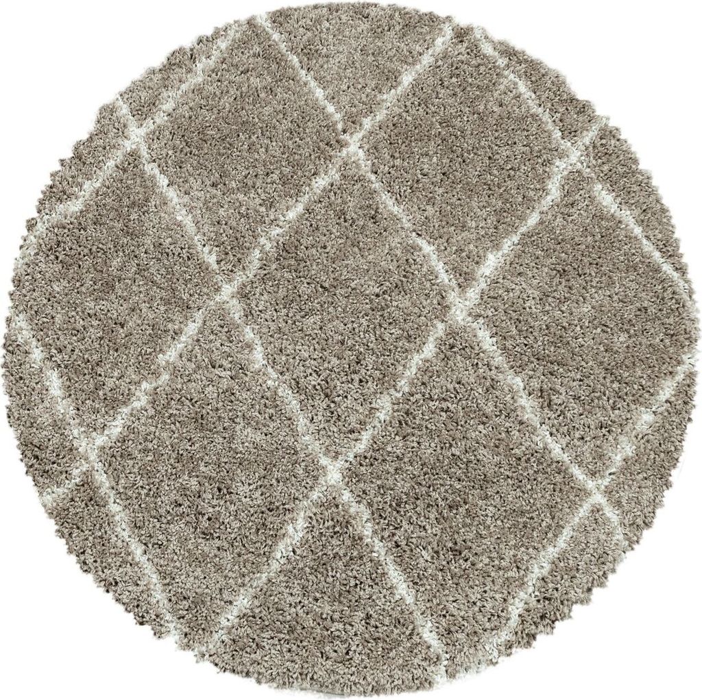 Hochflor Teppich Adriana rund, Farbe: Beige, Größe:80 cm rund