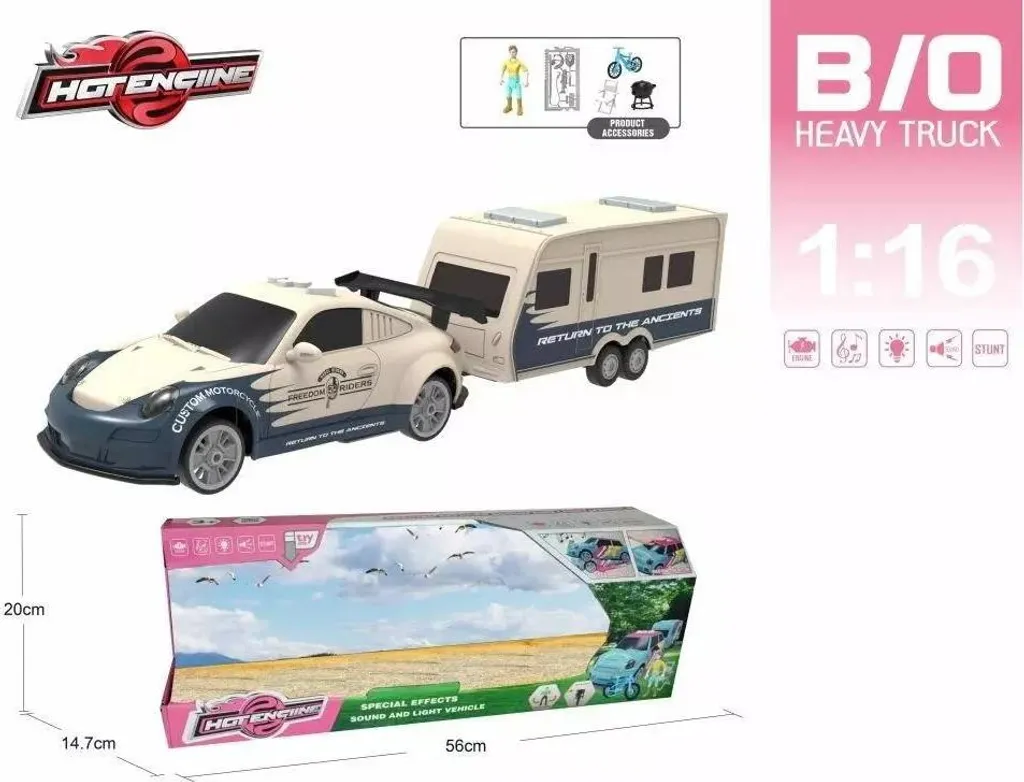 Voiture avec camping-car incassable - Fini les jouets fragiles qui cassent