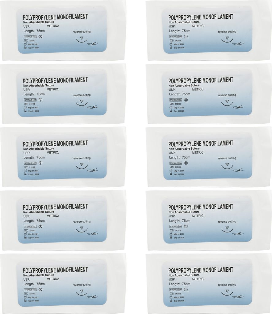 12pcs Nahtpraxis Thread Individuelles Paket Polypropylen Wundverschluss Nähtraining Set 3/0