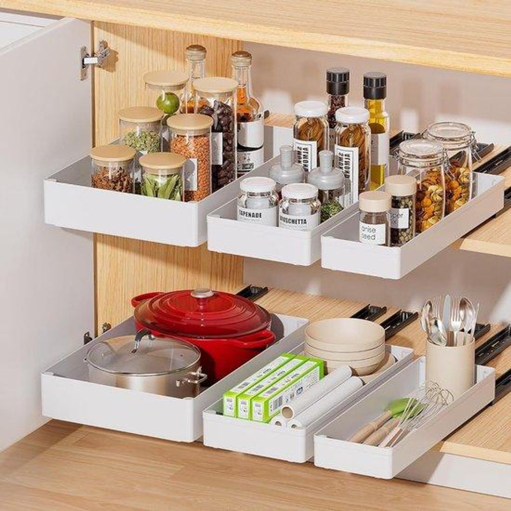 Unyqoos ausziehbare Küchenschrank-Organizer in 3 Größen für optimalen Stauraum