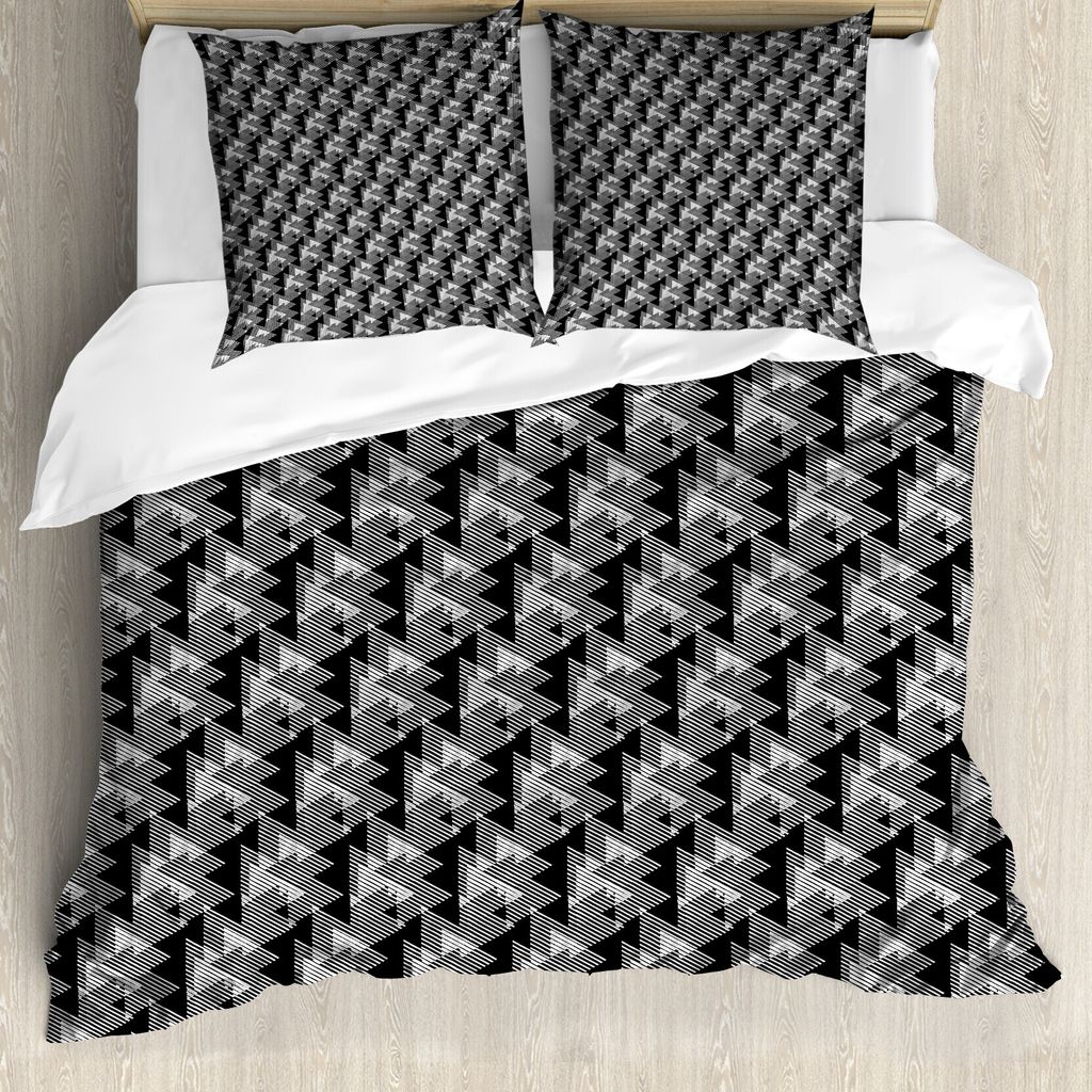 ABAKUHAUS Panne Bettbezug Set für Einzelbetten, Moderne Monochrome Optical, Milbensicher Allergiker geeignet mit Kissenbezug, 155 cm x 220 cm - 80...