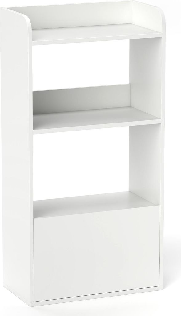 GOPLUS Regal, Bücherregal mit mit 3 Ebenen, Standregal mit Schublade, Aufbewahrungsregal Bücherschrank Büroregal für Wohnzimmer, Weiß