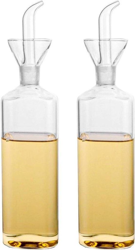 2er-Glasflaschen-Set mit Schlauch und Föhn für Essig und Olivenöl im Küchenbereich