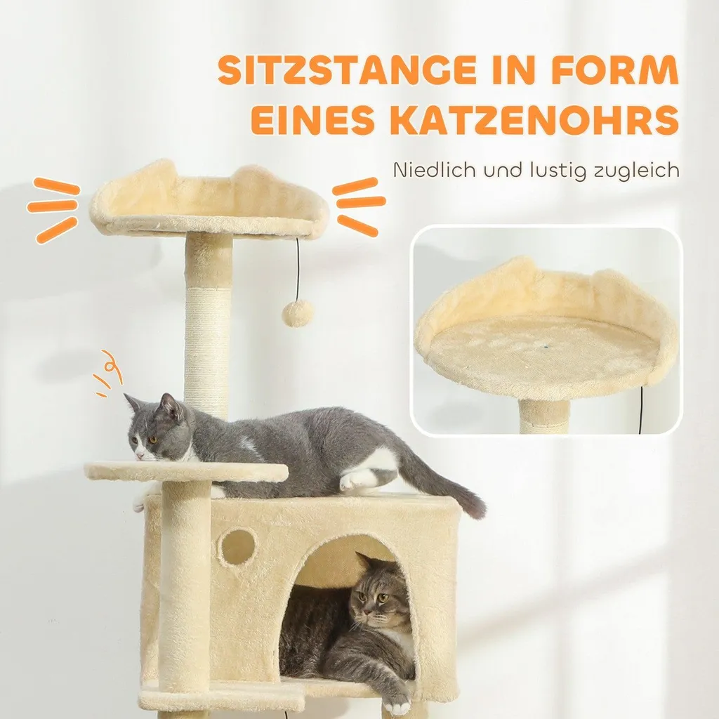 Arbre à chat 160 cm pour appartement, centre d'activités avec griffoirs
