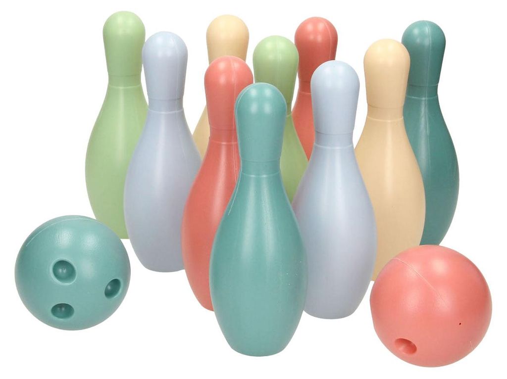 Kunststoff Kegelspiel Pastell, 10 Kegel und 2 Kugeln, für Produktbild 