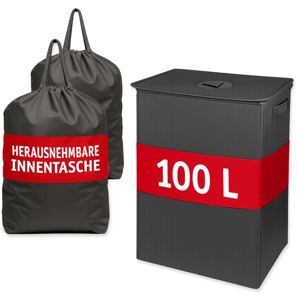 Lefeld Pfandflaschen Sammelbehälter 100 L dunkelgrau mit Deckel & stabilem Boden