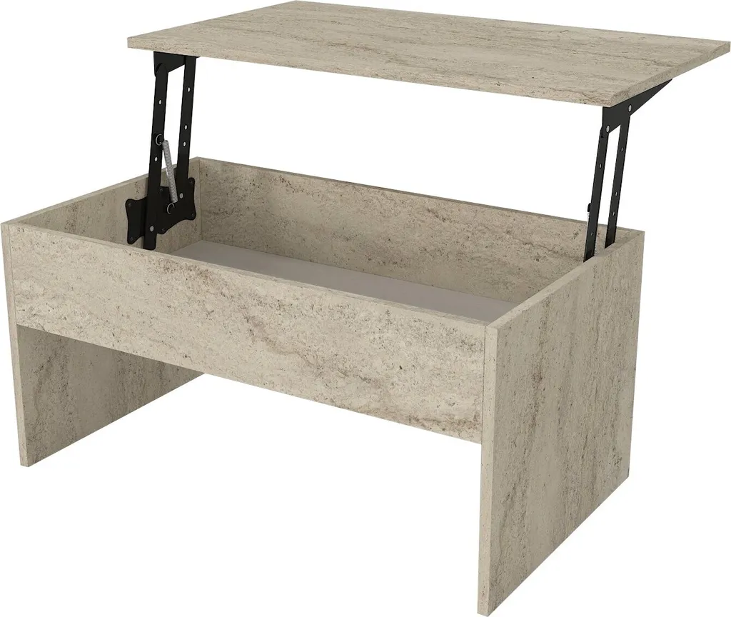Table Basse de Salon Rectangulaire Akilli Effet Pierre Travertin Chic - 5
