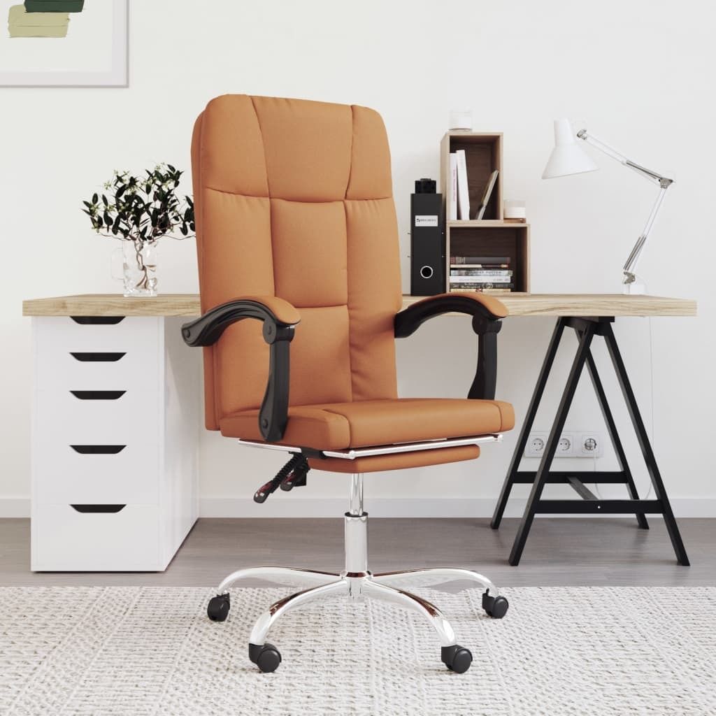 The Living Store Bürostuhl mit Liegefunktion Braun Kunstleder