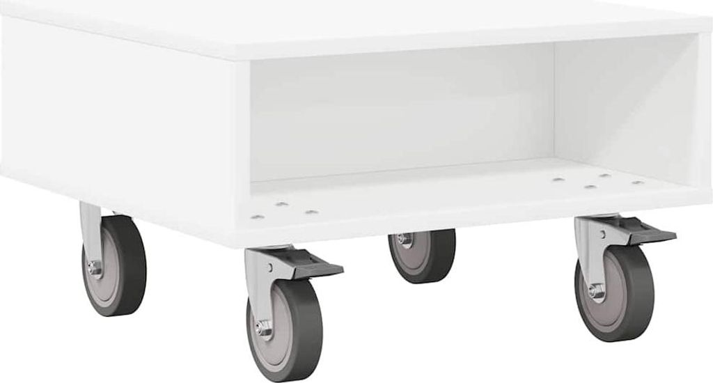 vidaXL Bočný stolík s kolieskami Biely 50 x 50 x 30 cm Obrázok produktu 