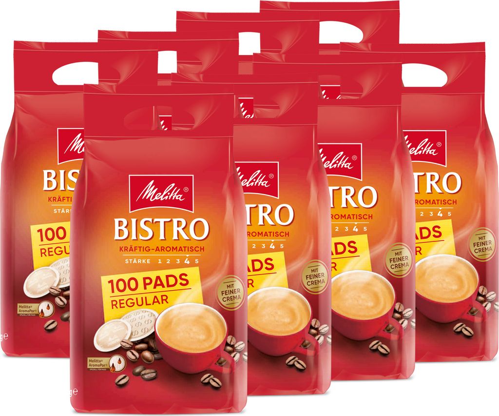Melitta Bistro kräftig Pads, Kaffeepads für Pad-Maschinen, 2er / 8er Set