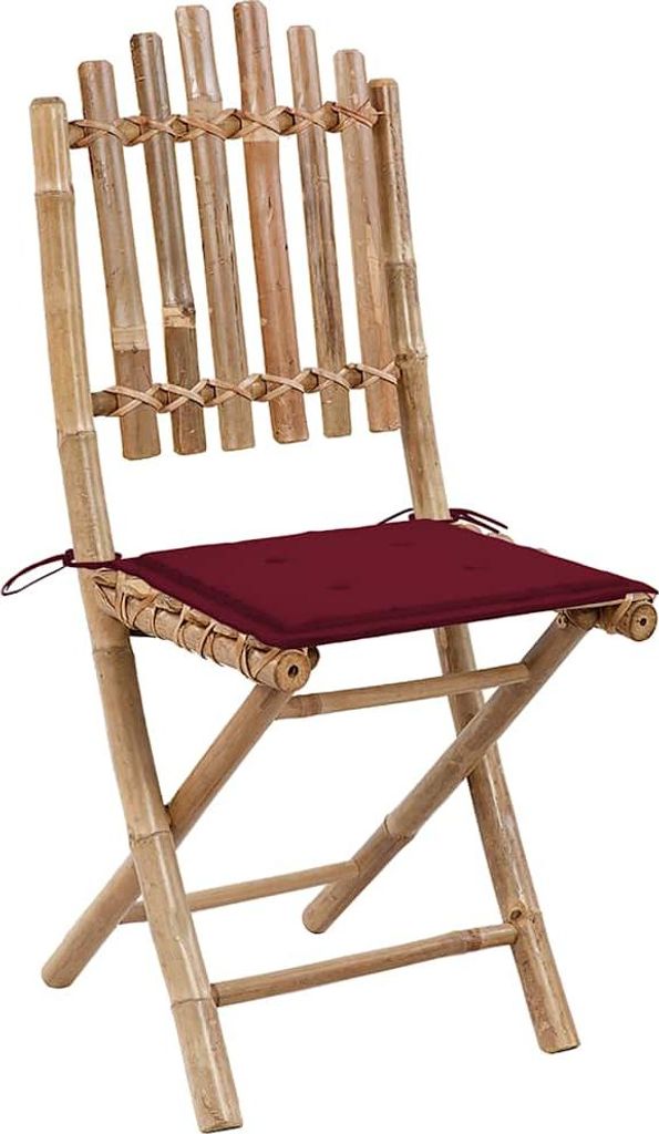 vidaXL Klappbare Gartenstühle 2 Stk. mit Kissen Bambus