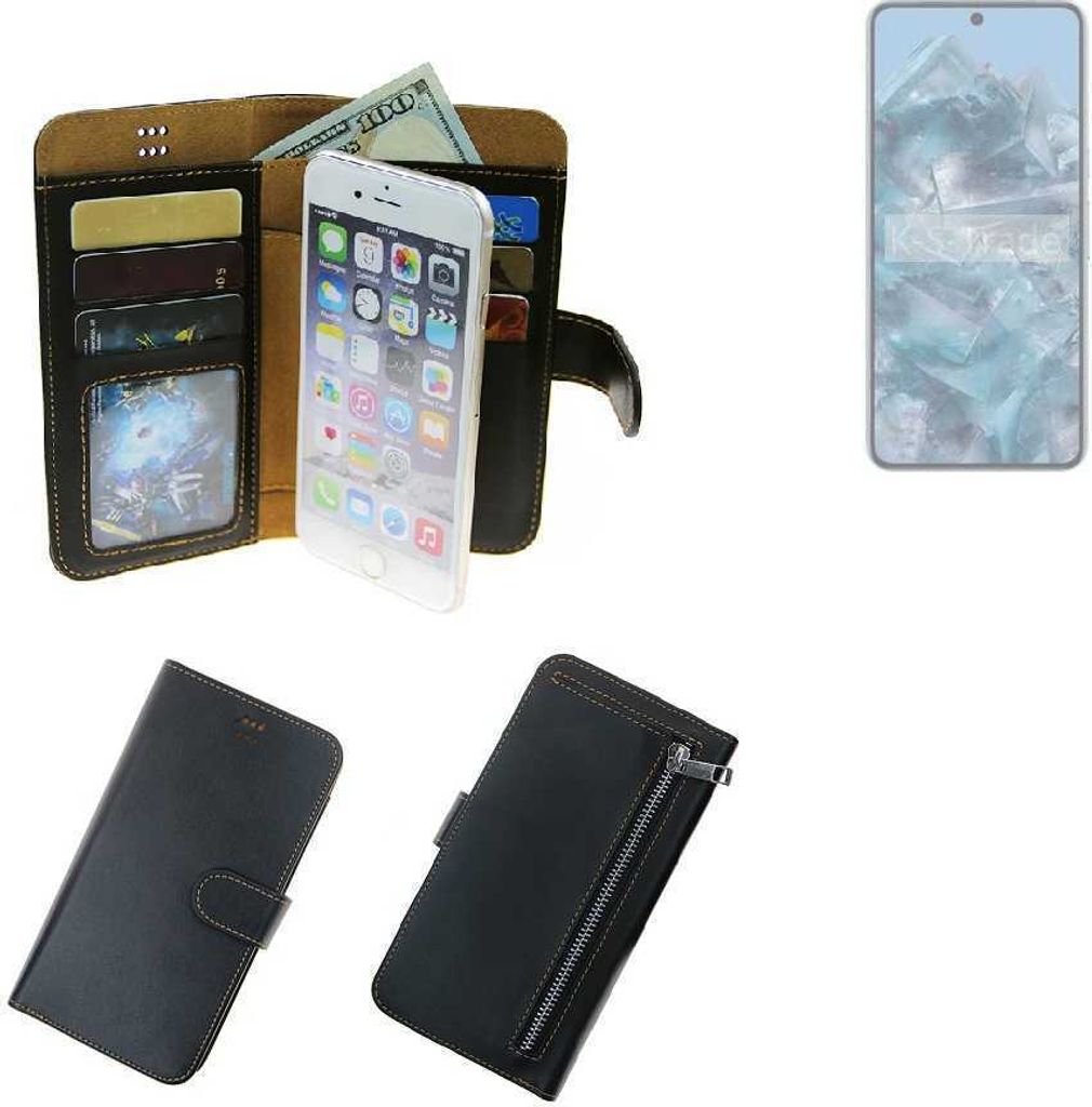 K-S-Trade Schutz Hülle kompatibel mit Google Pixel 8 Pro Klapphülle Case Phone cover Slim Handytasche Handy Hülle schwarz aus Kunstleder (1 Stk)