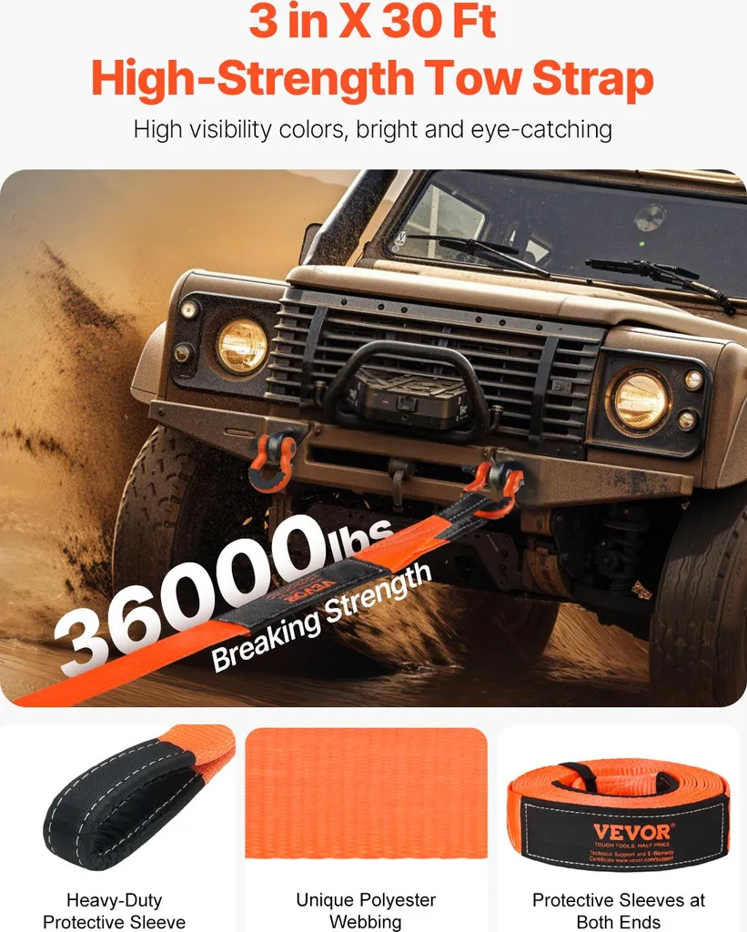 Équipement traction 4x4 et SUV 16 tonnes avec sangle 9m et accessoires