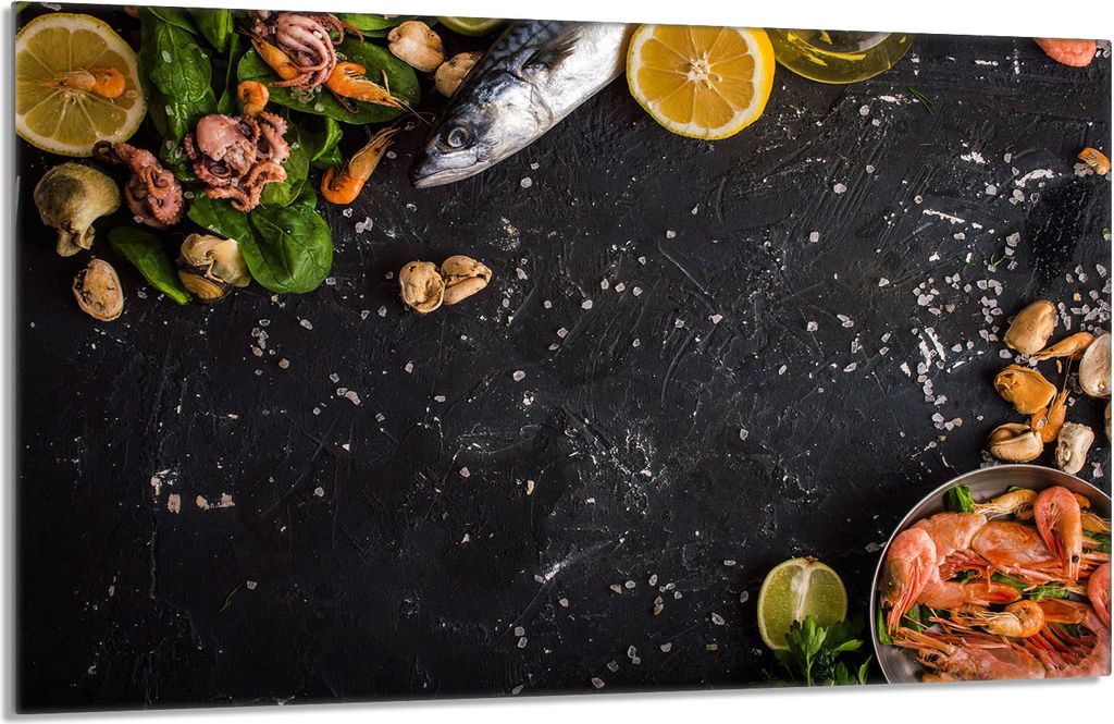 Glasschutzplatte für den Herd 80x52 Fisch