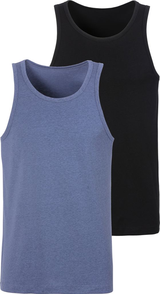 JOHN DEVIN Tanktop 2 -teilig blau meliert / schwarz Größe XL