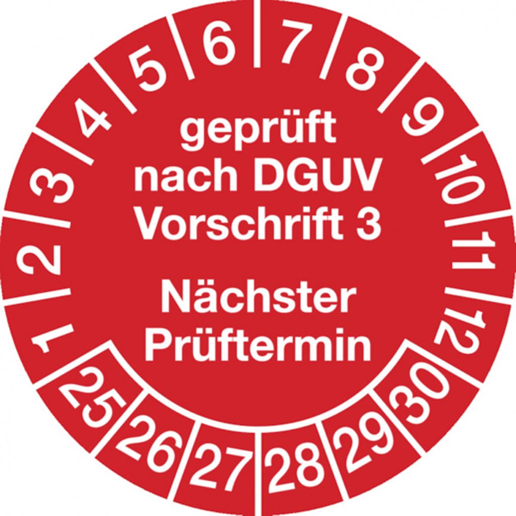 Dreifke Aufkleber Prüfplakette, DGUV Vorschrift 3 Nächster Prüftermin, rot/w...