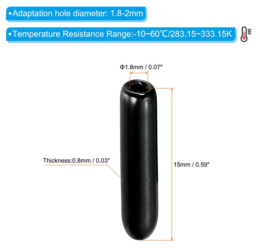 1,8 mm Vinyl-Gummikappen, 150er Packung Flexible Schraubenabdeckungen Kappen Runde Gewindeschutzkappen fš¹r Metallrohre, Stangen, Bolzen, Schwarz