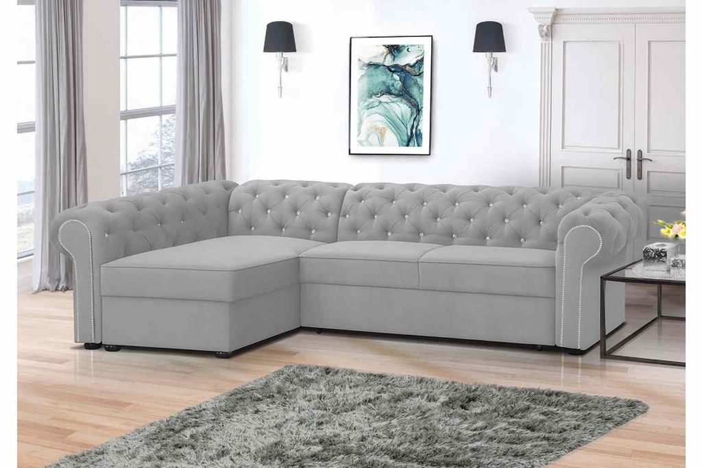 FURMEB 24 Ecksofa SWAROWSKI MAXI mit Schlaffunktion, linke Produktbild 