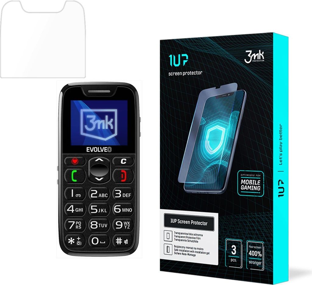 3mk Display Schutzfolie 1UP für Evolveo EasyPhone EP transparent Gaming (3 Stück)