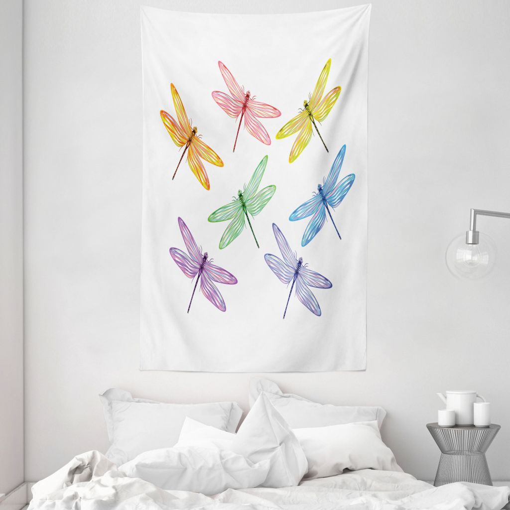 ABAKUHAUS Libelle Wandteppich und Tagesdecke, Fantasie Bugs Muster aus Weiches Mikrofaser Stoff Waschbar ohne Verblassen Digitaldruck, 140 x 230 cm...