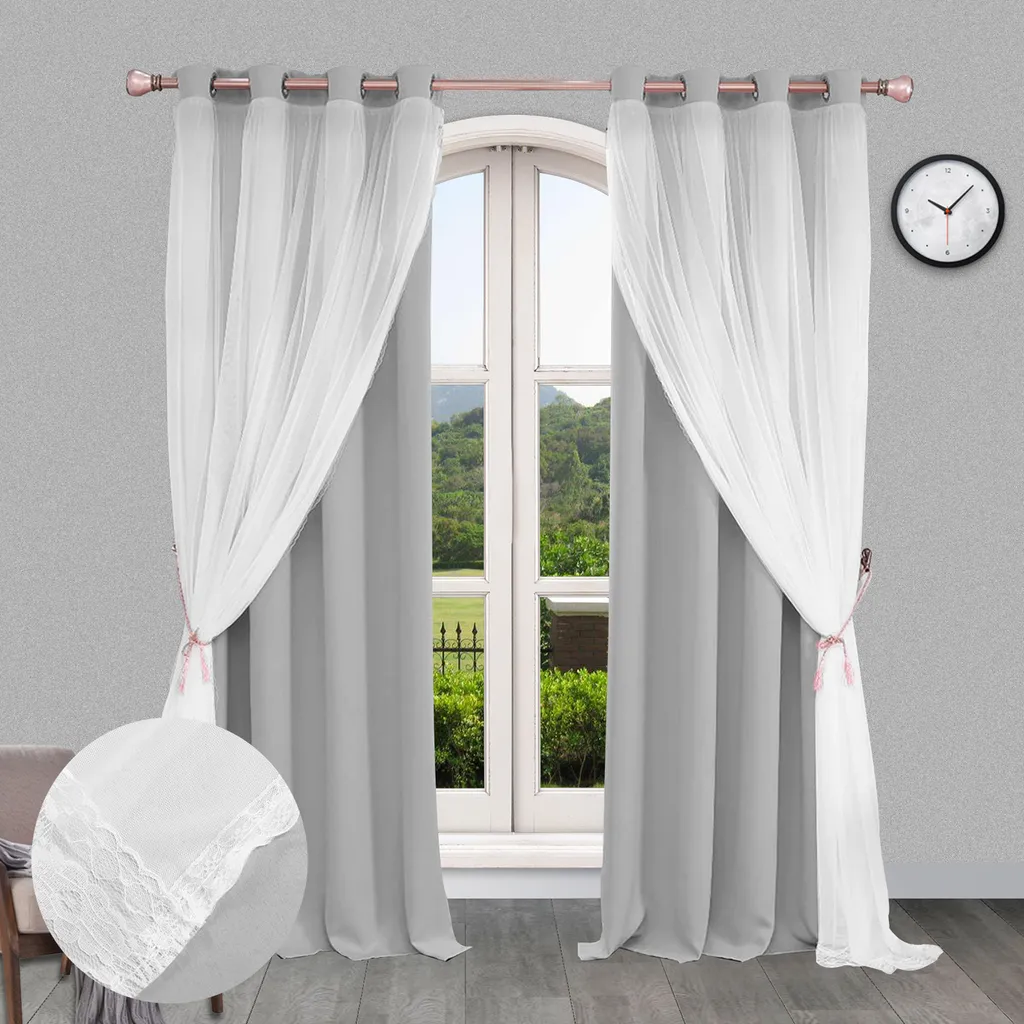 Tende Oscuranti Grigio 132x160cm Set 2 Pezzi | Design Doppio Strato