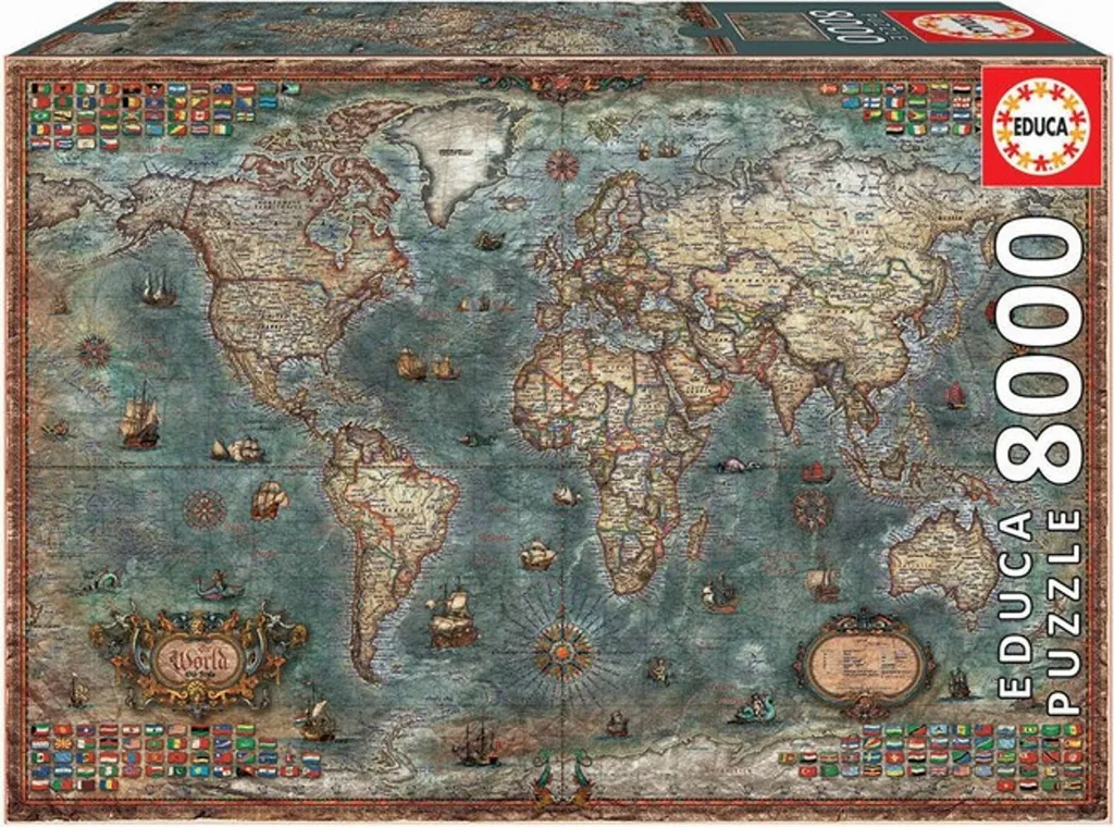 Puzzle 8000 pièces Carte historique du monde G3 géant pour passionnés