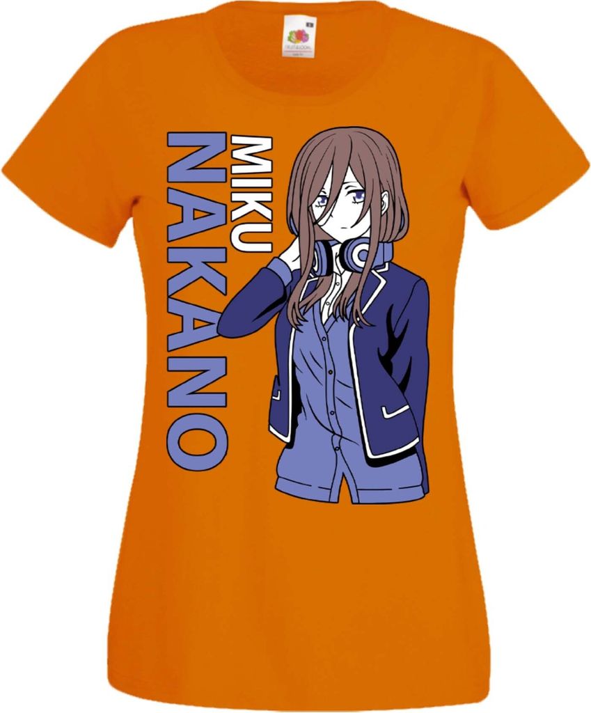 Damen T-Shirt Manga Anime The Quintessential Quintuplets Miku Nakano, Lady S / Orange