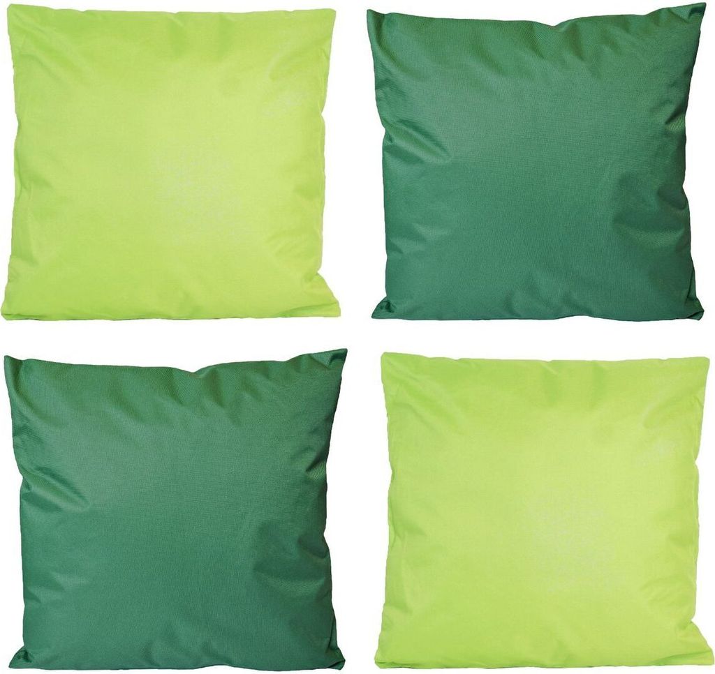 JACK 4x Outdoor Lounge Kissen 45x45cm viele Farben Dekokissen inkl. Füllung Wasserfest Sitzkissen Garten Stuhl, Farbe:2x Grün- 2x Dunkelgrün