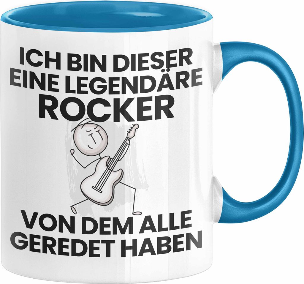 Rocker Geschenk Tasse Lustige Geschenkidee Geburtstag für Rocker Ich Bin Dieser Legendäre Rocker Von Dem Alle Geredet Haben Kaffee-Becher (Blau)