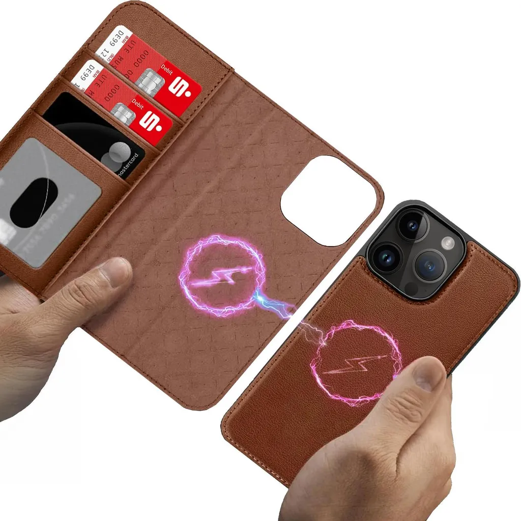 NJROW Cover Magnetica Per IPhone 14 Pro Con Supporto Integrato E Ricarica Wireless - Viola Traslucido - 4