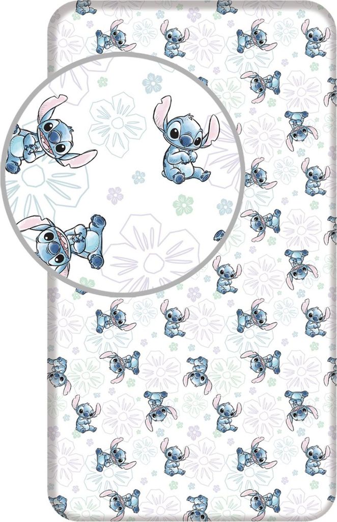 Lenzuolo per bambini Disney Stitch "Ohana White" 90x200 cm Immagine del prodotto 