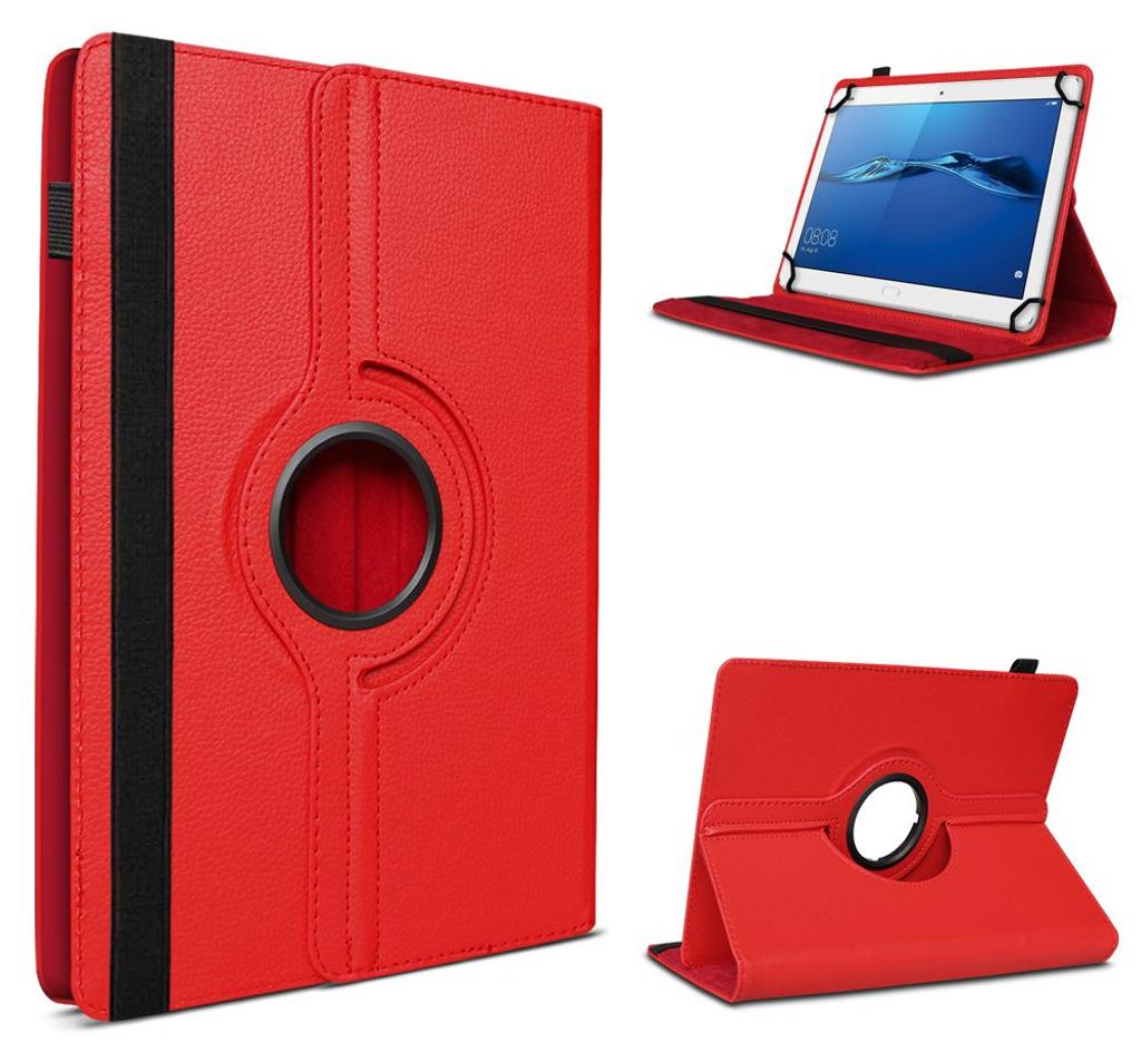 Tablet Tasche für Huawei MediaPad T1 T2 T3 T5 10.0 Case Schutzhülle 360° DrehbarFarben:Rot
