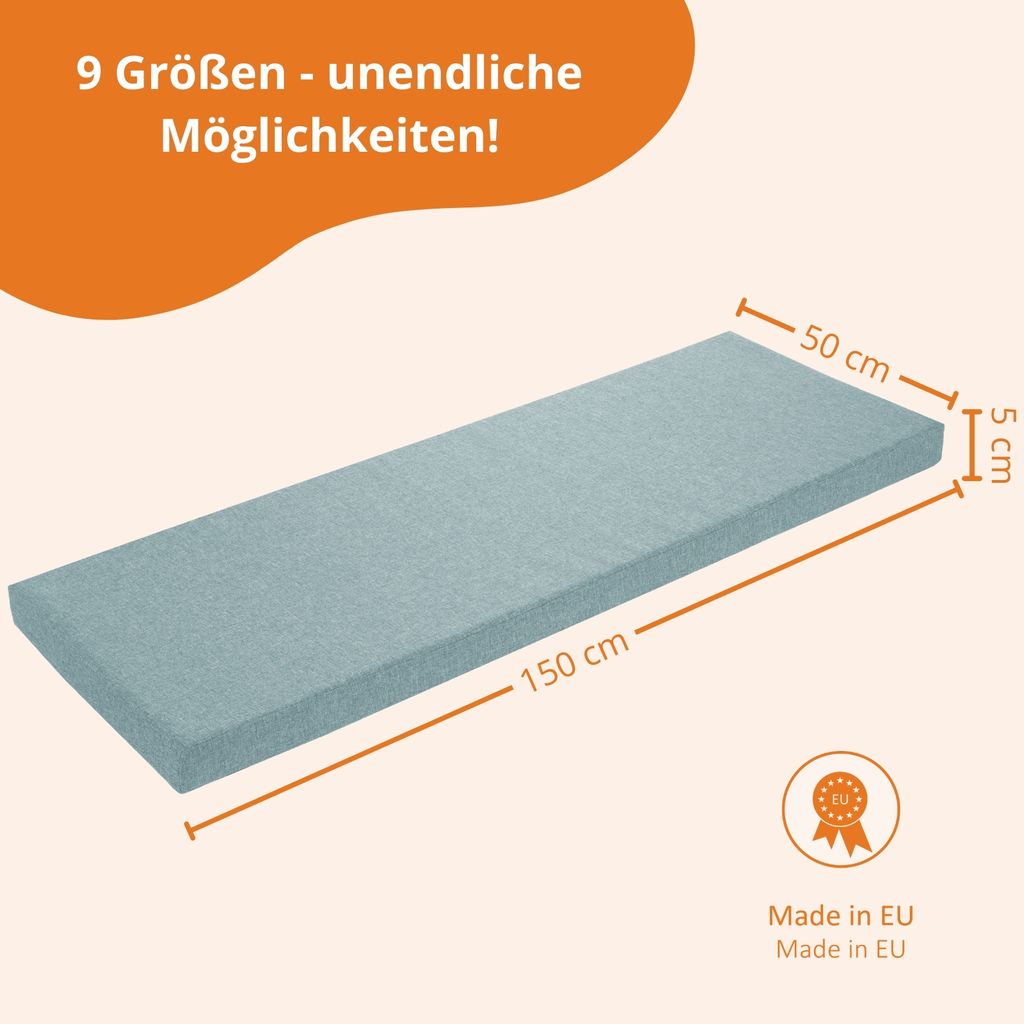 Cuscino per panca 110 x 40 cm, grigio chiaro, lato Cuscino per panca 110 x 40 cm, grigio chiaro, lato