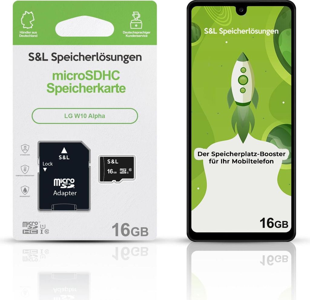 microSD Speicherkarte S&L für LG W10 Alpha - Speicherkapazität: 16 GB