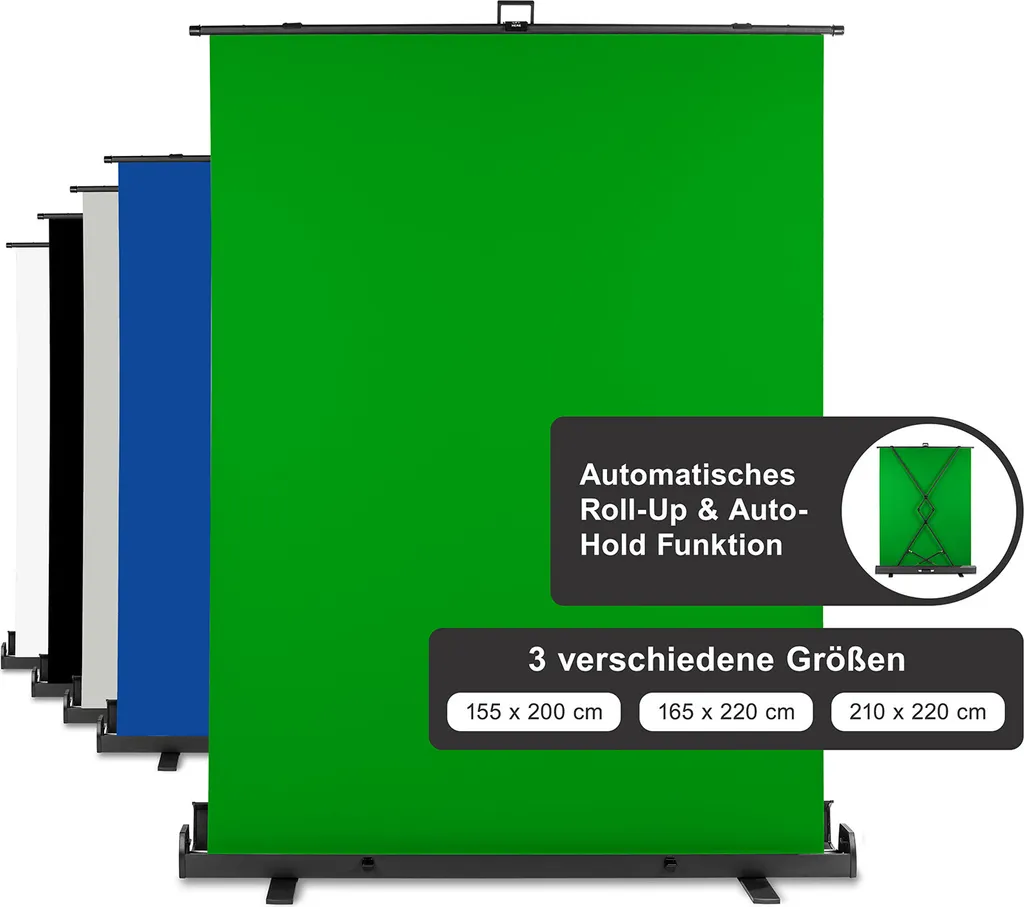 Walimex pro Fond vert 165x220 cm à déploiement automatique rapide