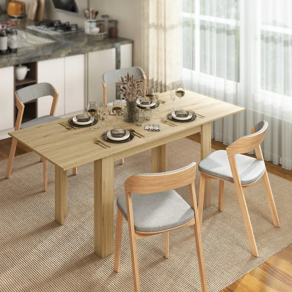 Table à manger modulable 6 à 8 places effet bois naturel design - 2