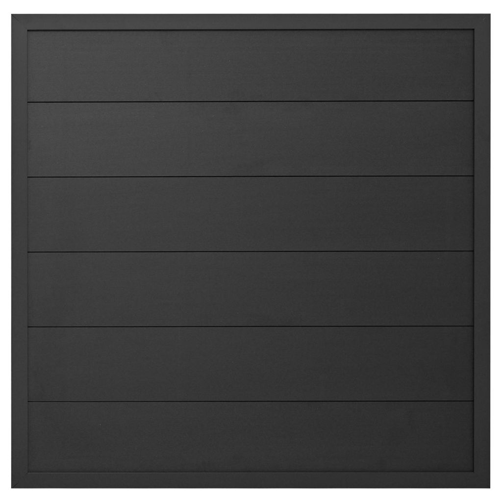 Ligna Gard WPC Zaun Set Bausatz Fehmarn ca. 180 x 180 cm Sichtschutz Anthrazit mit Rahmen Aluminium Anthrazit Ohne Pfosten