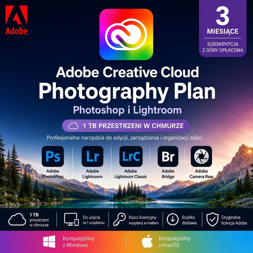 Subskrypcja Adobe Creative Cloud Photo na 3 miesiące | 1 Zdjęcie produktu 